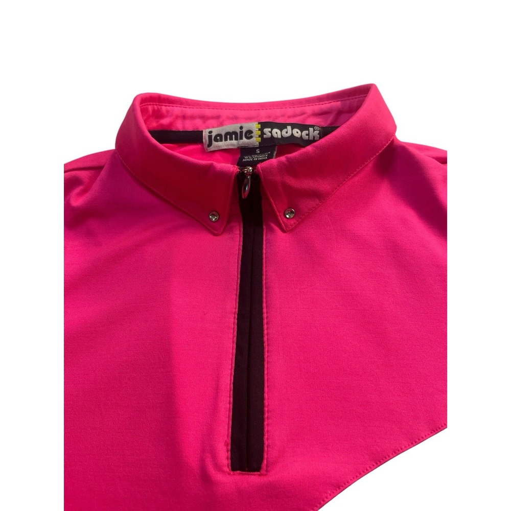 Jamie Sadock Top Womens Small Pink Golf 1/4 Zip Polo Short Sleeves Stretch Knit - Picture 4 of 7